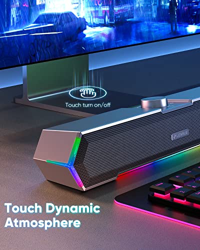 Image of LENRUE G11 Computer Speakers for Desktop, Touch Lights PC Speakers with Surge Clear Sound, USB C /USB Powered, AUX Audio for Computer Desktop PC Laptop Desk