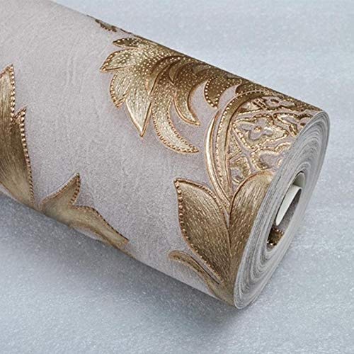 Afanqi Luxury Carved Embossed Bronzing Wallpaper, Brocade Pvc Wallpaper, Used In Family Room Living Room, Bedroom, Bar (32.8 Feet X 1.738 Feet)(Gilt Gold-Wp40936) #TOP7