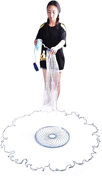 Lawaia Saltwater Fishing Cast Net with for Bait Trap Fish Throw Net. Size 4ft/5ft/7ft Radius Monofilament Line Freshwater Casting Nets