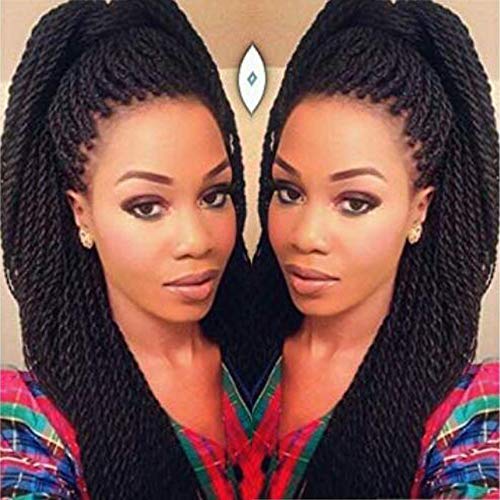 Geyashi Hair 18 Inch 6 Packs/Lot 1B Black Color 30 Strands/Pack 2S Senegalese Twist Box Braids Crochet Hair Extensions Soft Light Weight Synthetic Crochet Braids (1B Black Color)