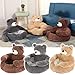 Teddy Bear Dog Bed with Arms,Cozy Fluffy Washable Cuddler Bed with Anti-Slip Bottom,Non-Slip Detachable Warm Cuddle B-ed for Cats Dogs,Puppy B-ed for Indoor Cats & Small Dogs