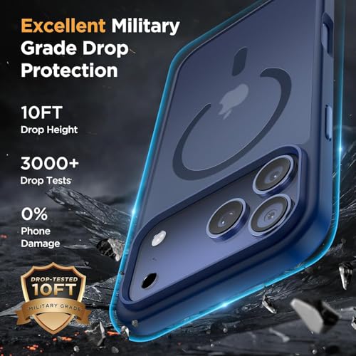 Image of MagPro case for Apple iPhone 17 Pro Max | Magnetic Compatible Protective Cover, Strong Magnetic Adsorption, Shockproof Armor, Scratch Resistant Polycarbonate Hard Back | Translucent Matte Blue