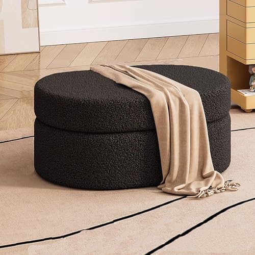 Pouf de rangement en boucle Nebula : banc ovale avec charnière de sécurité
