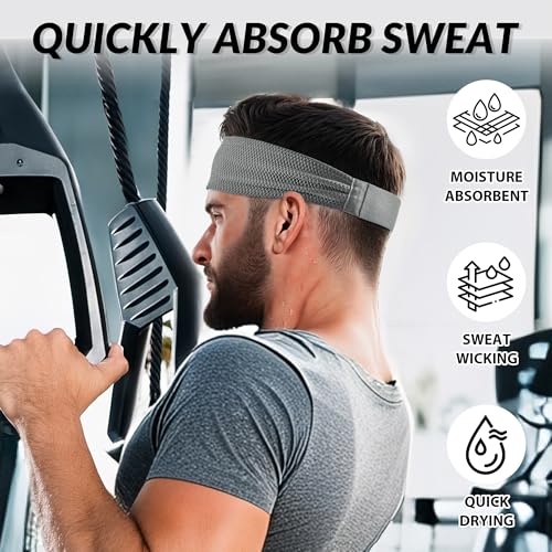 Image of Sukeen Sports Headbands for Men, Moisture Wicking Sweat Bands Headbands Non-Slip, Breathable Elastic Sweatband, Running Headband for Yoga, Tennis, Fitness Workout