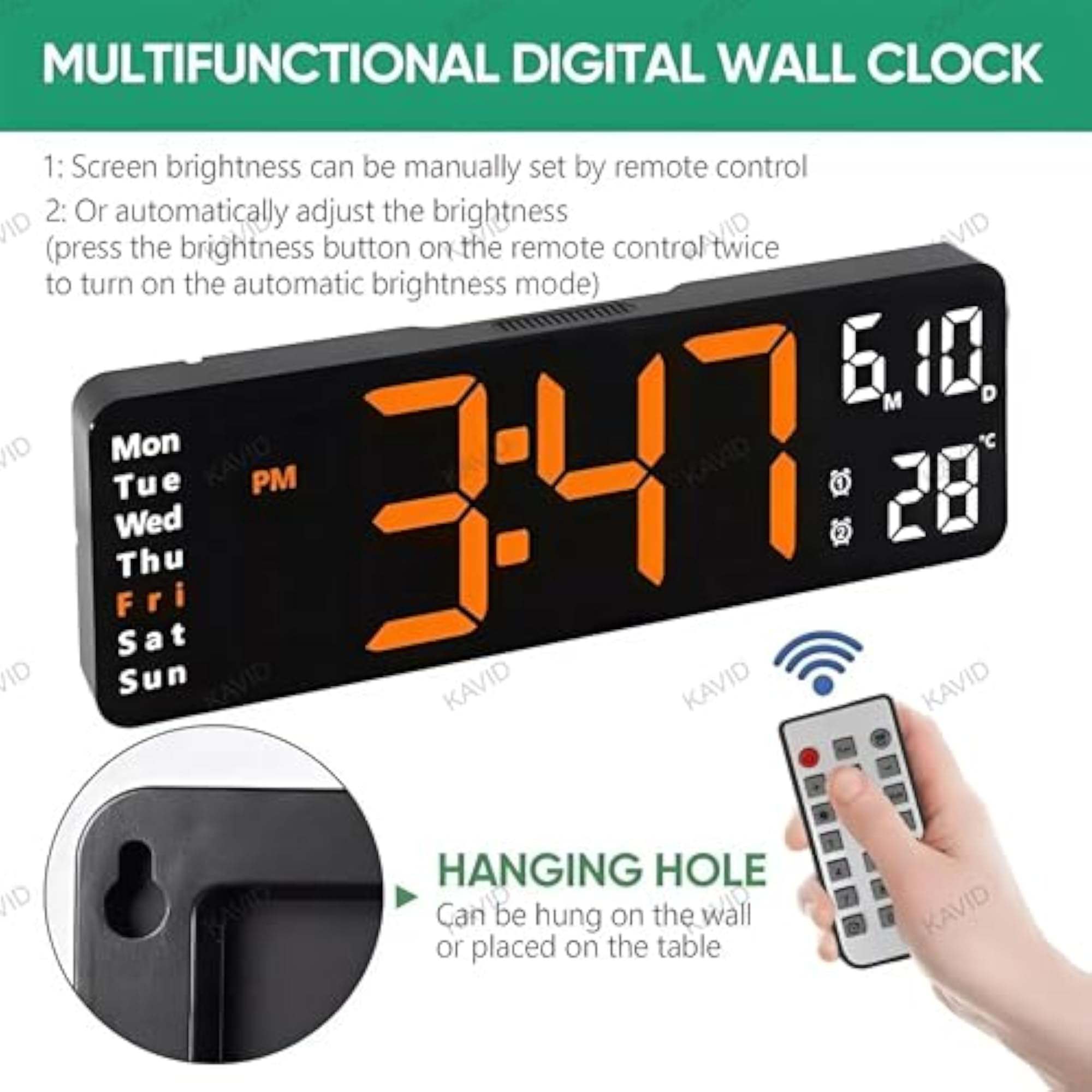Digital Wall Clock with Large LED Display