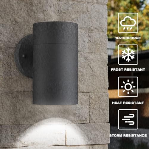Image of Ken & Ricky Modern Outdoor Wall Sconce Lights,Cylinder,Black ,2 Pack
