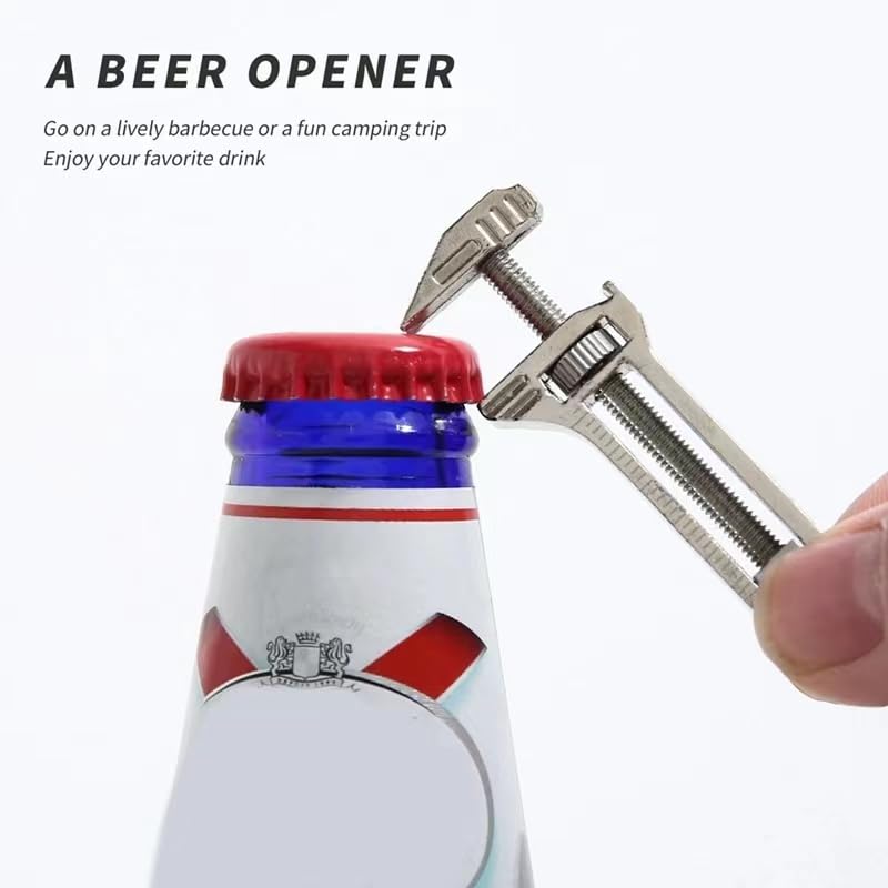 Mini Multitool Wrench,Mini Multitool Schraubenschlüssel,Compact Titanium Multitool, Mini Multifunktionaler Schraubenschlüssel, Flaschenöffner,Bieröffner, Nagelzieher, Verstellbares Multitool (2PCS)