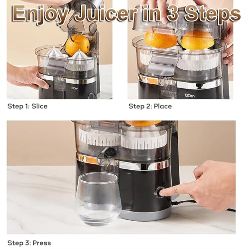 Extracteur de fruits à l'échaud double, 100W d'extraction de fruits électriques de 500 ml, moteur 18000 tr/min, pièces de sécurité pour lave-vaisselle pour la fabrication de jus de citron orange frais