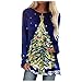 T-shirt de Noël pour femme - T-shirt de Noël - Imprimé renne - Col rond - Pull de Noël - Pull à capuche pour adolescentes - Pull de Noël - Pull décontracté pour femme, F3 bleu., S