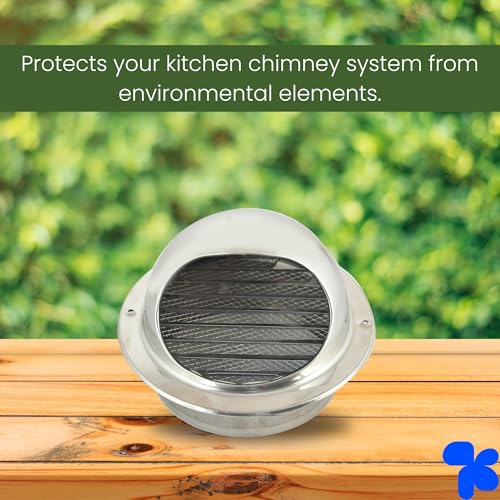 Image of AMPEREUS Chimney Cowl Cover 4 Inch (100mm) Steel - Anti Rain & Bird Guard Vent Cap for Chimney Pipe, Durable Outdoor Flue Cover for Exhaust & Ventilation