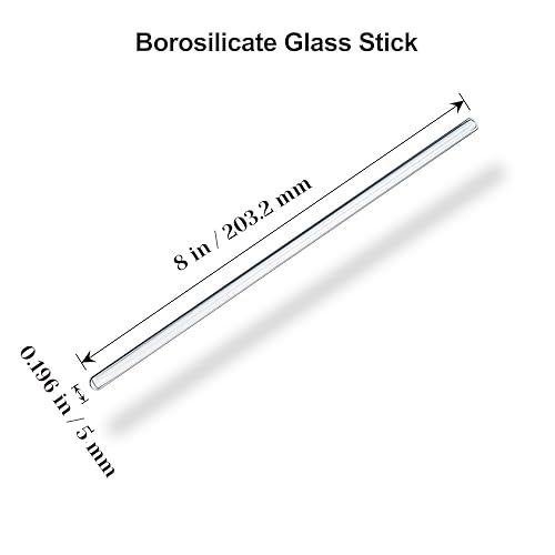 Miniatura 2 de Paquete de 15 varillas de agitación de vidrio diámetro de 0.196 pulgadas de largo, 8 pulgadas de diámetro, varillas de agitación de vidrio de