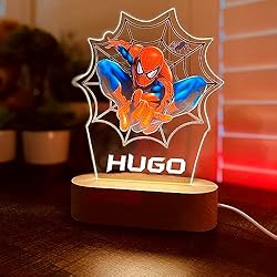 Lampara Bebe Goku Lampara Infantil Personalizada para niños - Adolescentes - spiderman - Lamparas de mesita de noche - batman Regalos personalizada decoracion habitacion bebe luz quitamiedos niño originales (SPIDERM4N)