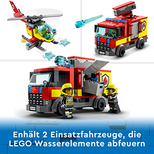 LEGO 60320 City Feuerwache, Feuerwehr-Spielzeug für Kinder ab 6 Jahren mit Garage, Feuerwehrauto und Hubschrauber… – Bild 4