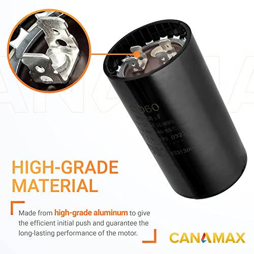 Canamax 590-708 Mfd Uf 50/60 Hz 110-125 Vac Volts Round Start Capacitor - Replacement For Ac Motor Run Or Fan Start And Cool Or Heat Pump Air Conditioner - Replaces 6Fll3 2Mdu7 Cap-590-110 #TOP4