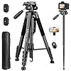 Tripod for Camera, 72″ Tall Camera Tripod Monopod with Remote, Professional Heavy Duty Compact Camera Stand for Phone,DSLR, Spotting Scope, Telescope, Binocular