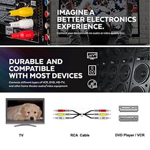 Cable de audio estéreo, cable de audio de 3,5 mm | Cable de vídeo estéreo de 3,5 mm Cable de audio de 4,92 pies | Cable compuesto de alta velocidad de 6 pines, accesorios de audio para MP3, ordenador - imagen 3