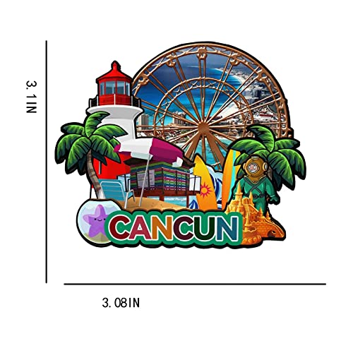 Imán Decorativo de Madera 3D Cancún Quintana Roo México miniatura 3