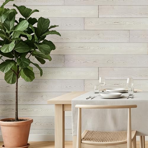 Real Wood Wall Planks-5" White Shiplap Panel Peel and Stick 10Pack 12.5SqFt