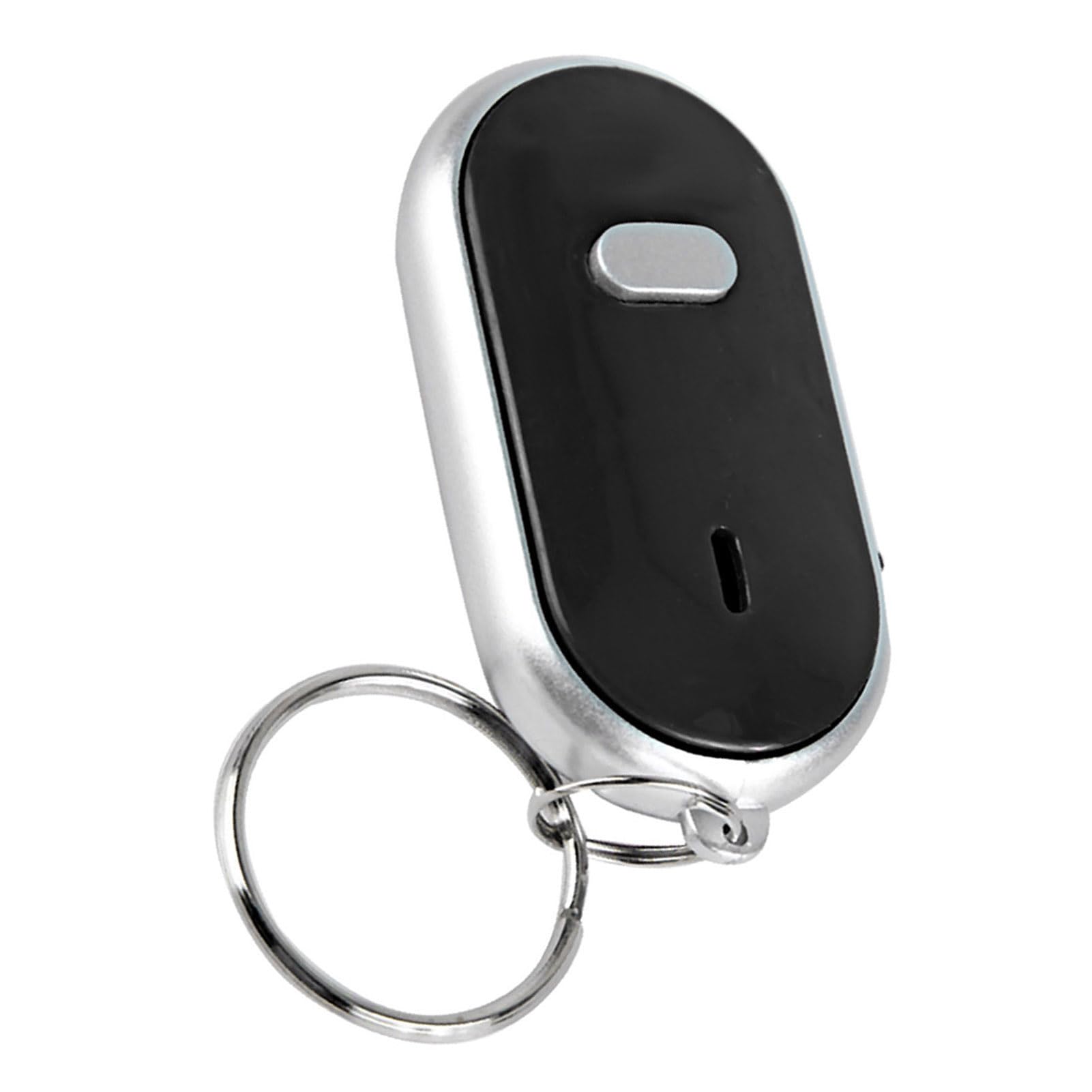 Portachiavi con Attivazione Vocale, Localizzatore Sonoro a Comando Vocale, con Fischio e Luce LED, 7 Metri, per Portafoglio Borsa Animale Domestico Borsa (BLACK)