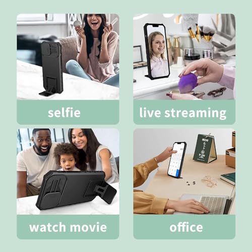 Image of ShieldTech Back Cover Compatible to Redmi Note 12 Pro 5G with Sliding Camera Shield & Stereoscopic Holder 360 Protection Mobile Phone Case for Redmi Note 12 Pro 5G (PC, Black)