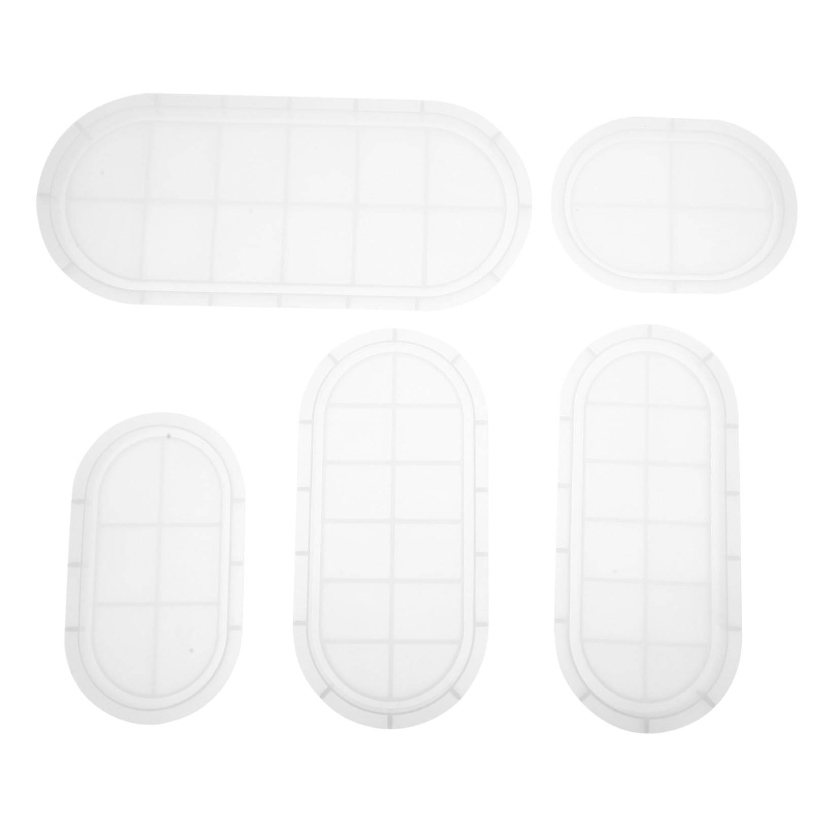 TEHAUX 5 Pezzi Stampi in Silicone Ovali per Resina Epoxy Vassoio Gioielli e Portaoggetti Flessibile e Riutilizzabile Adatto Artigianato Fai da Te e Creazioni Uniche