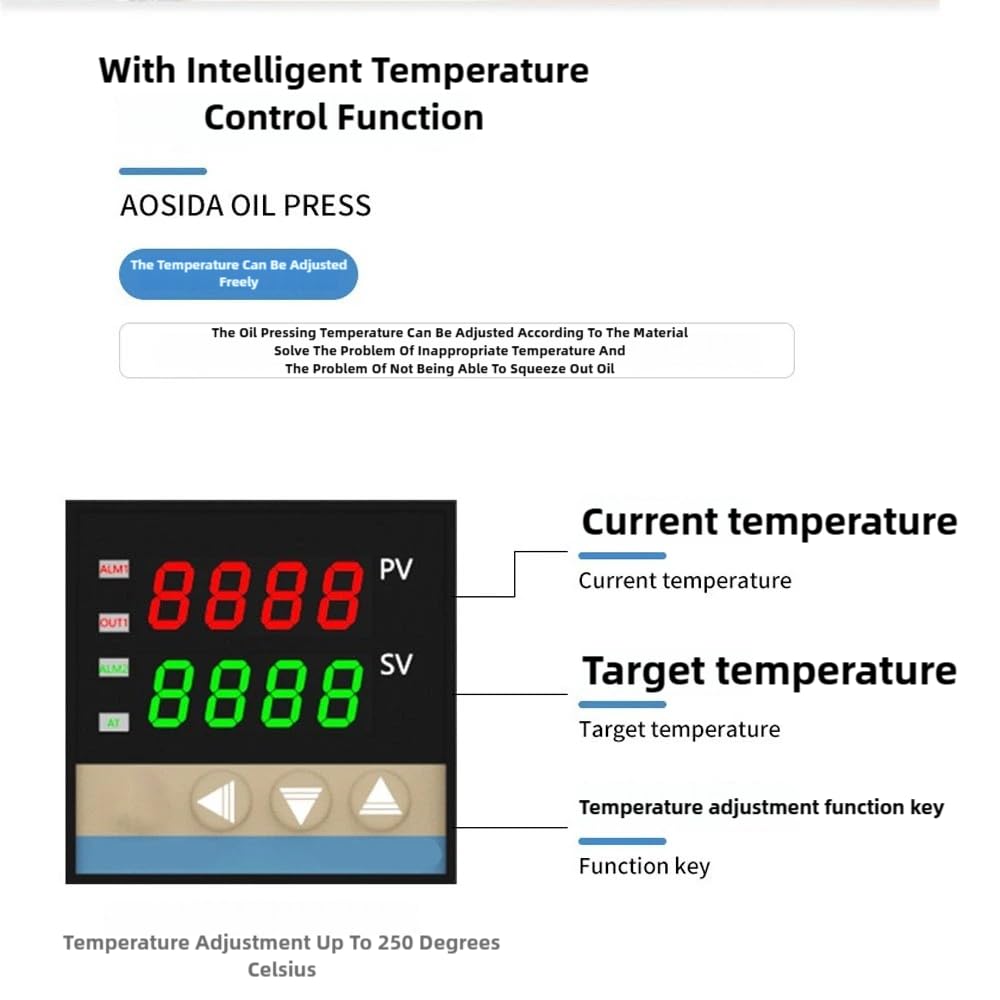 Komercyjna automatyczna prasa do oleju 600 W prasa na zimno i na gorąco ekspres do oleju ze stali nierdzewnej 24H ciągłego tłoczenia 50-250℃ regulacja temperatury do orzeszków ziemnych sezamu rzepaku