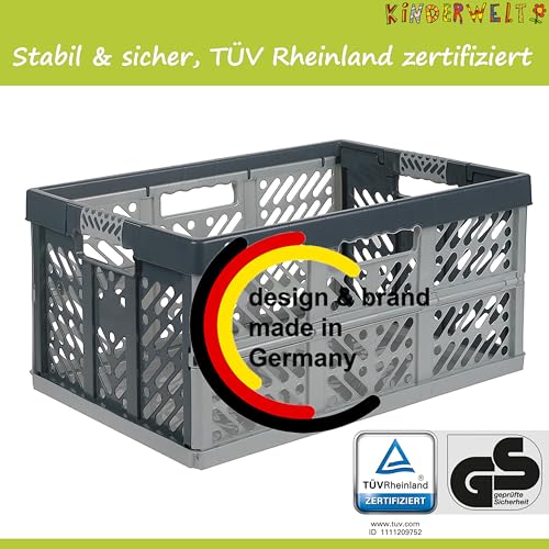 KiNDERWELT 45 Liter stabile Faltbox Klappbox Kunststoff bis 50 kg Gummi Handgriffe