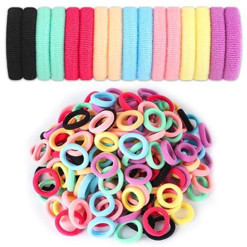 208 Pezzi Elastici per Capelli da Bambina, Elastici per Capelli, Piccoli Cerchietti Elastici Morbidi Senza Cuciture, Accessori per Capelli Resistenti e Antiscivolo per Bambine