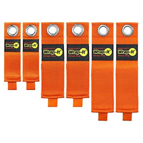 Heavy-Duty Wrap-It Storage Straps (Assorted 6-Pack), Blaze Orange - Garage Organizer and Extension Cord Hanger and Electric Cord Organizers for Garage Gadgets Cover