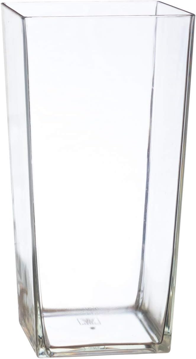 Royal Imports Flower Vase Acrylic Square Tapered Decorative Tabletop Centerpiece for Home Decor, Wedding Bouquet, Floral Gift Arrangement - Non Breakable Plastic, 5"X10" Tall Cube Shape - Clear