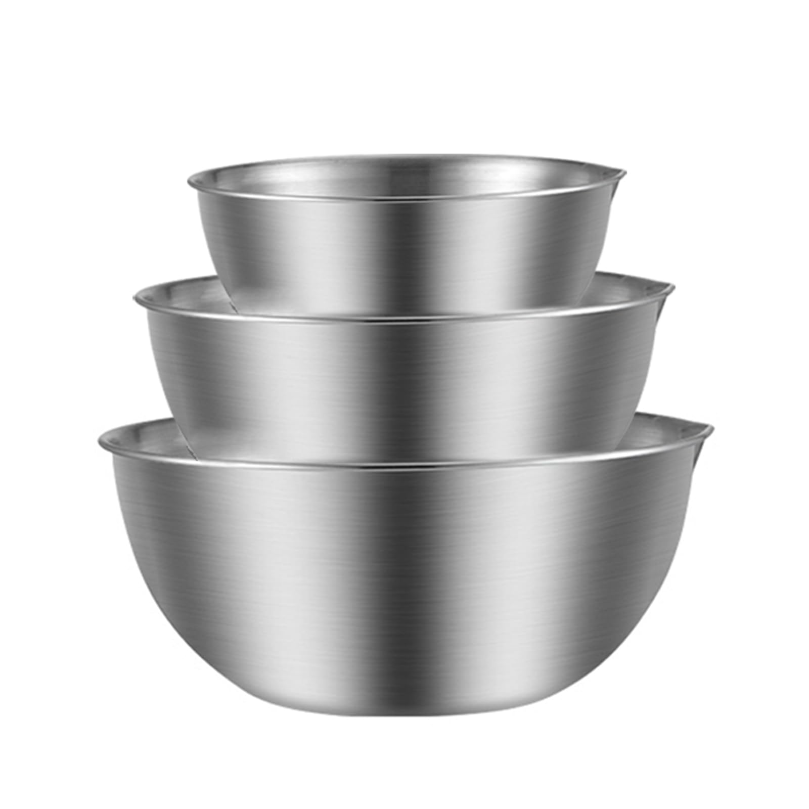 Feenmai Mixing Bowls Set, 3 Pack Thicker Stainless Steel Salad Bowl with Pour Spout & Scale, Large Cream Bowl Dough Mixing Bowl for Kitchen Microwave, Dishwasher, Induction Cooker(2L+3.5L+5L)