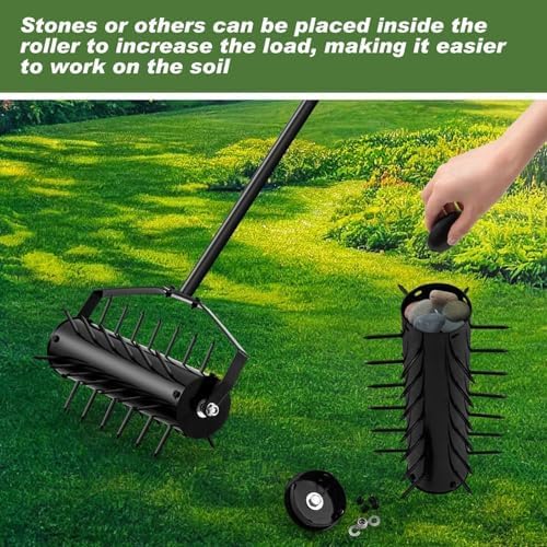 Aérateur de pelouse manuel robuste de 40 cm avec poignée amovible de 120 cm, outil rotatif en acier robuste pour jardin et cour