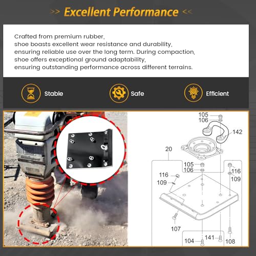 11" Wood Shoe Kit Fits for Multiquip-Mikasa MTX70 MTX80 MTX90 Jumping Jack Tamping Rammer Replace 8511S 366910020 362910130 by CWDA - Image 5