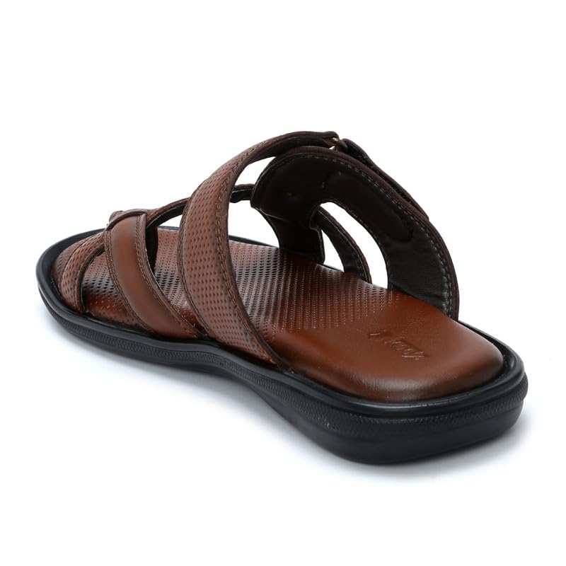 Image of Zoom Shoes Genuine Leather Casual Toe Ring Slippers For Men | Anti-slip Sole & Cushioned Insole For Everyday Comfort