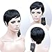 VRZ Human Hair Wigs Short Pixie Cut Wig for Women Black Color 1B (PX9001)