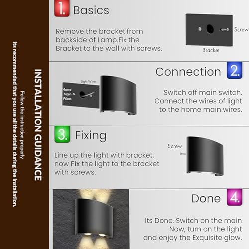 Image of One94Store LED Outdoor Wall Light Pack of 2 | Warm White (WW) 3 -Way Wall Lamp | Aluminium Body, Rainproof & Shockproof, Decorative Step /Pathway /Patio Light Fixture with 3 Month Warranty