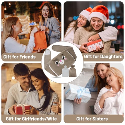 Wärmflaschengürtel, 1L Wärmflasche mit weichem Taillenbezug, Wärmeflasche für Nacken Schulter Rücken Beine Wärme oder Schmerzlinderung (Braun)