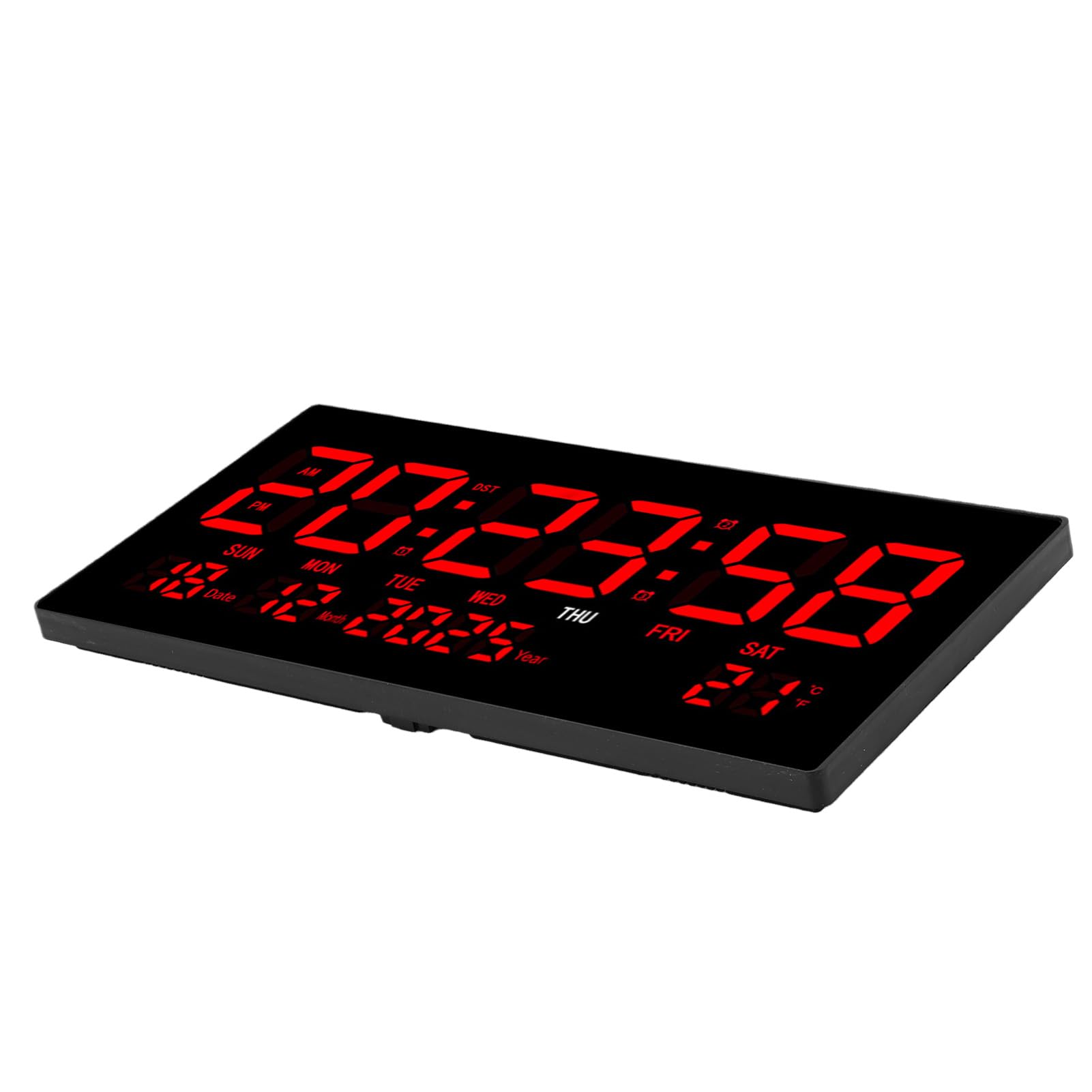 Qcwwy Orologio da Parete a LED di Grandi Dimensioni, Orologio Digitale in ABS con Calendario Perpetuo, Memoria di Spegnimento per Supporto da Scrivania a Parete con Ampio Display per Casa, Ufficio e