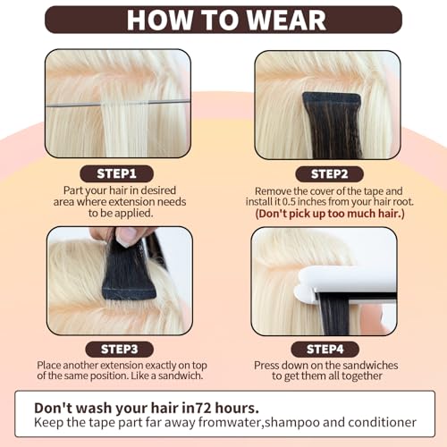 Extensions cheveux humains bande adhésive noir naturel pour coiffure mariage