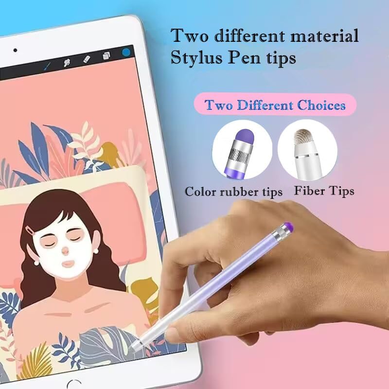 Miniatura 2 de Paquete de 7 lápices capacitivos para pantallas táctiles, puntas de fibra 2 en 1 de Smozer + puntas de goma para pantalla táctil para iPad, iPhone,