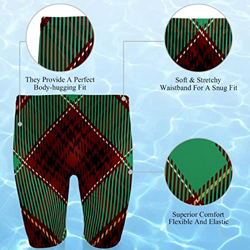 Jammers de natación con patrón de cuadros navideños rojo y verde de alta resistencia 2