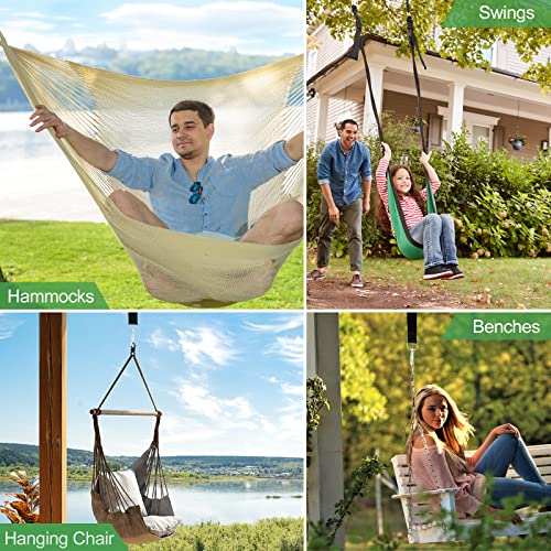 Fousenuk Correas de Hamacas, Kit de Correas para Colgar de árbol con 2 Mosquetón y Cojines de Protección de árboles, Correas para Hamacas Carga Máxima 400KG para Columpios y Hamacas - imagen 7
