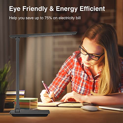 Soysout Led Desk Lamp With Wireless Charger,Dimmable Table Lamp Features 4 Light Levels, 4 Color Temperatures, Touch Control, Memory Function, Desk Light For Study Reading Home Office #TOP4