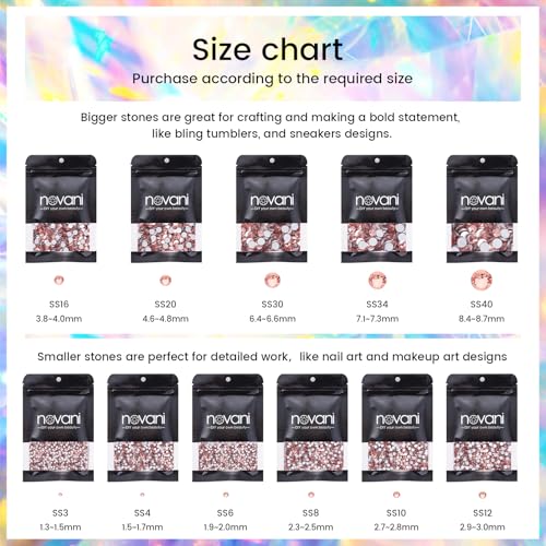 Image of Rhinestones Flatback Rhinestones for Crafts Glass Nail rhinestones Nail Gems Crystals Non Hotfix Rhinestones for Makeup Bags Shoes Decoration DIY(SS8,1440pcs,Champagne)