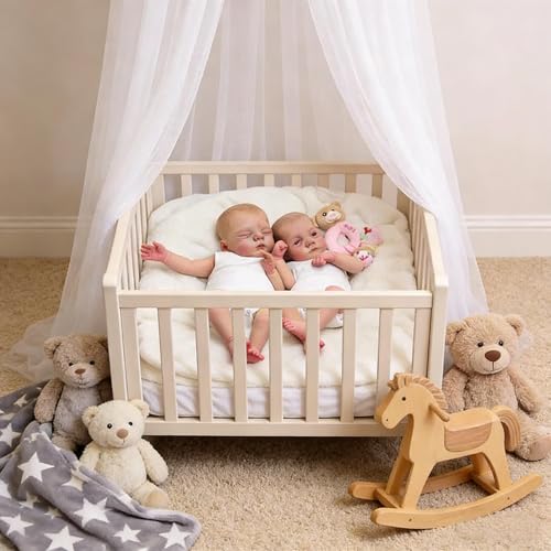 Real Life Reborn Babypuppen Zwillinge Mädchen 18 Zoll Realistische Babypuppe, Weicher Stoffkörper Lebensechte Neugeborenenpuppen, Die wie echte Babys Aussehen Zwillinge Puppen – Bild 8