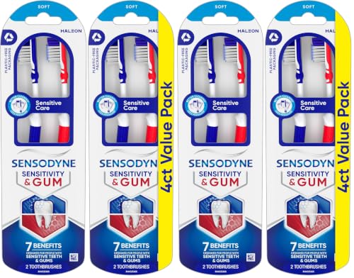 Image of Sensodyne Sensitivity & Gum Soft Toothbrush Designed for Sensitive Teeth,4 Count (Pack of 2)