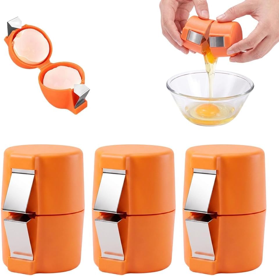 Egg Shell Opener, Stainless Steel Egg Cracker Tool, Orange 3Pcs