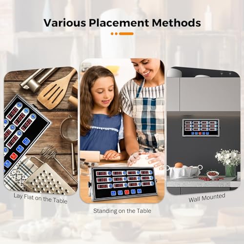 Temporizador de cocina digital de 12 canales en acero inoxidable con alarma fuerte 8