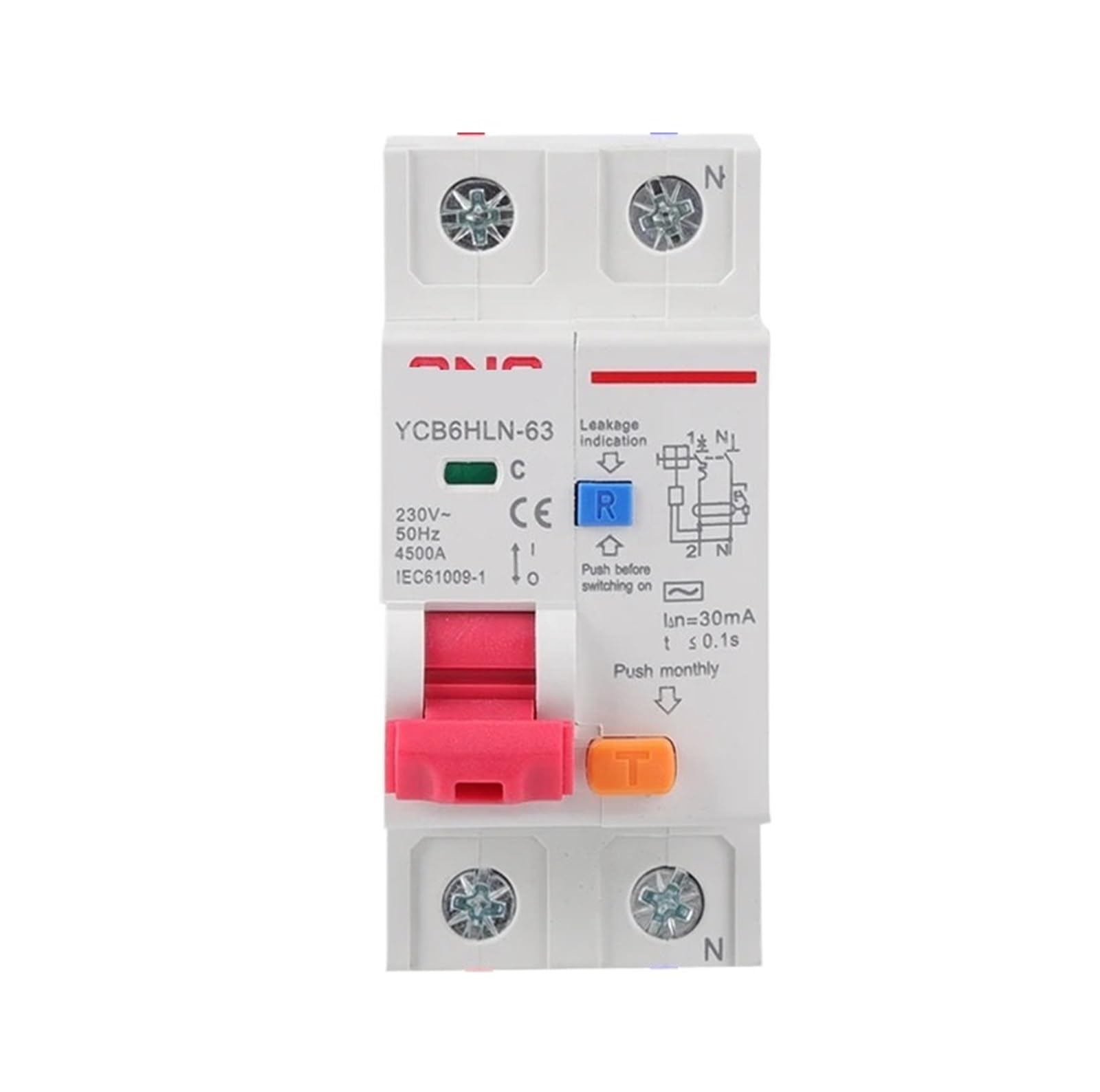 Disyuntor de corriente residual YCB6HLN-63 40A para protección de sobrecorriente