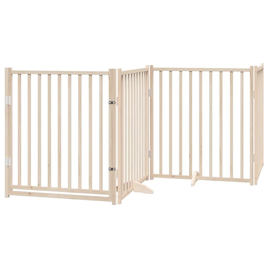 Homgoday Barrera para Perros,Barrera de Seguridad para Perros Mascotas,Valla Perros Interior Puerta para Perros Plegable 6 Paneles Madera de álamo 480 cm